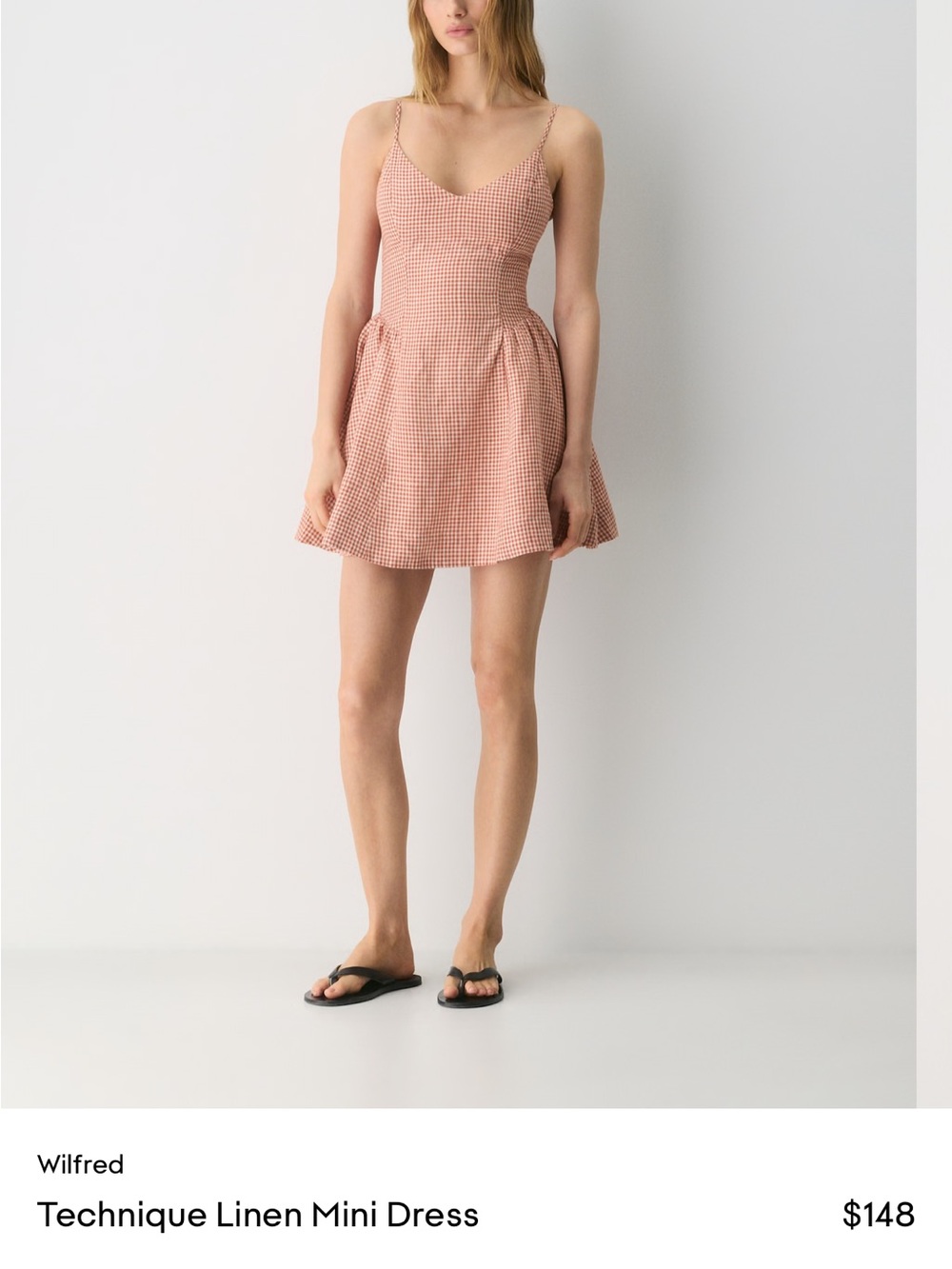 Wilfred gingham mini dress in pink and cream